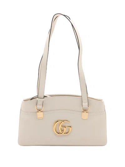 Pre-owned Gucci 2016-2026 Large Leather Arli Shoulder Bag In White