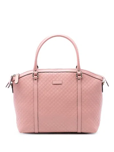 Pre-owned Gucci 2016-2026 Large Microssima Dome Satchel In Pink
