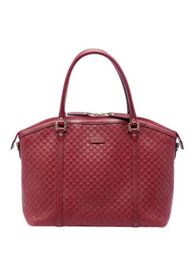 Pre-owned Gucci 2016-2026 Large Microssima Dome Satchel In Red
