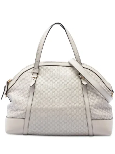 Pre-owned Gucci 2016-2026 Large Microssima Nice Dome Satchel In White