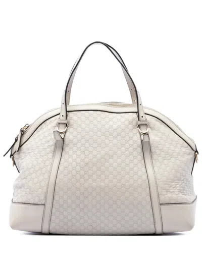 Pre-owned Gucci 2016-2026 Large Microssima Nice Dome Satchel In White