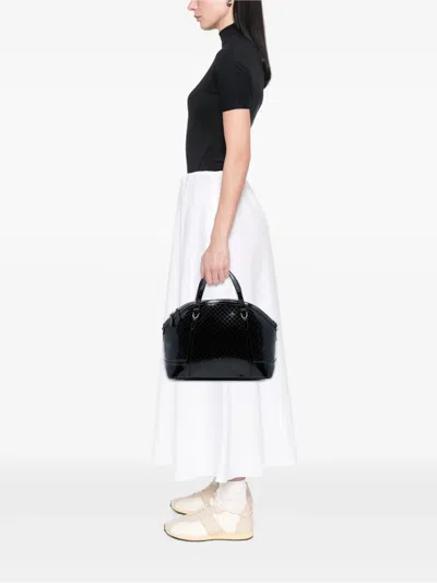 Pre-owned Gucci 2016-2026 Large Microssima Patent Nice Dome Satchel In Black