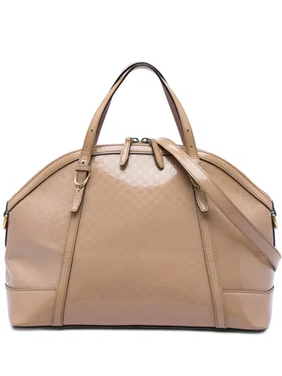 Pre-owned Gucci 2016-2026 Large Microssima Patent Nice Dome Satchel In Neutrals