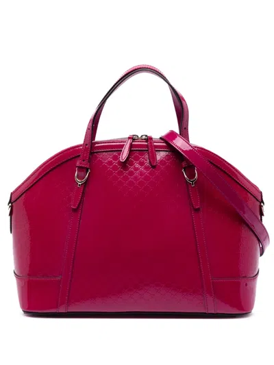 Pre-owned Gucci 2016-2026 Large Microssima Patent Nice Dome Satchel In Pink