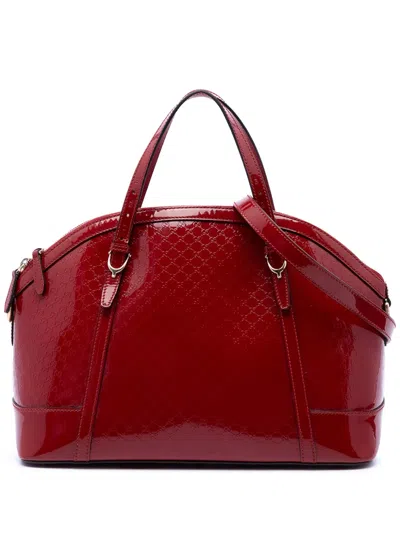 Pre-owned Gucci 2016-2026 Large Microssima Patent Nice Dome Satchel In Red