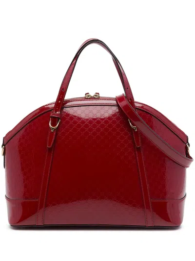 Pre-owned Gucci 2016-2026 Large Microssima Patent Nice Dome Satchel In Red