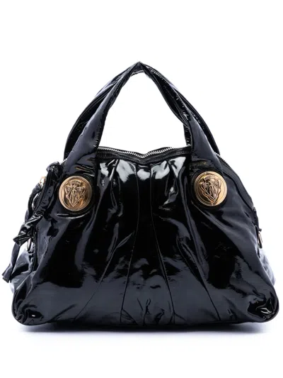Pre-owned Gucci 2016-2026 Large Patent Hysteria Satchel In Black