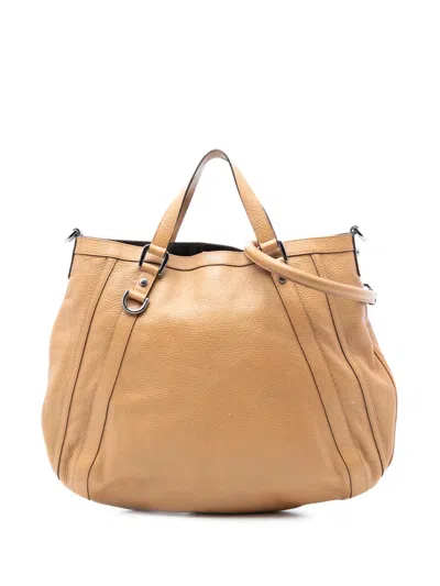Pre-owned Gucci 2016-2026 Leather Abbey D Ring Satchel In Brown