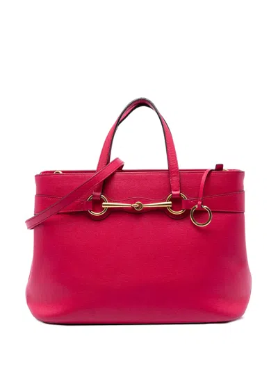 Pre-owned Gucci 2016-2026 Leather Bright Bit Satchel In Pink