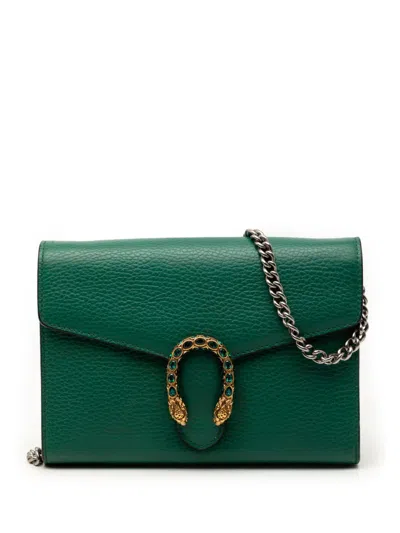 Pre-owned Gucci 2016-2026 Leather Dionysus Wallet On Chain Crossbody Bag In Green