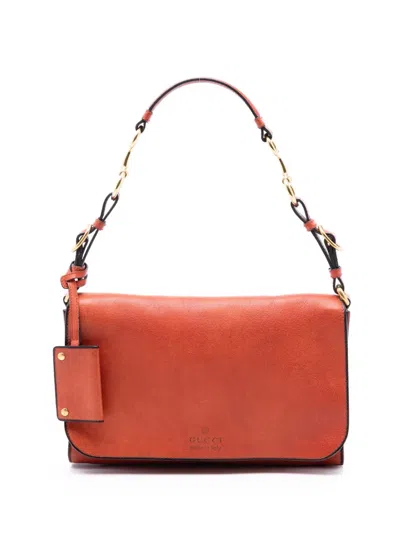 Pre-owned Gucci 2016-2026 Leather Harness Shoulder Bag In Orange