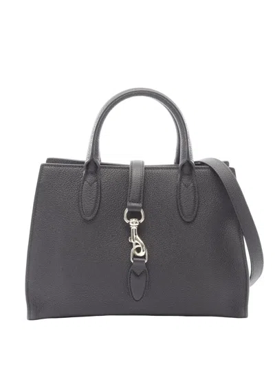 Pre-owned Gucci 2016-2026 Leather Jackie Tote Satchel In Black