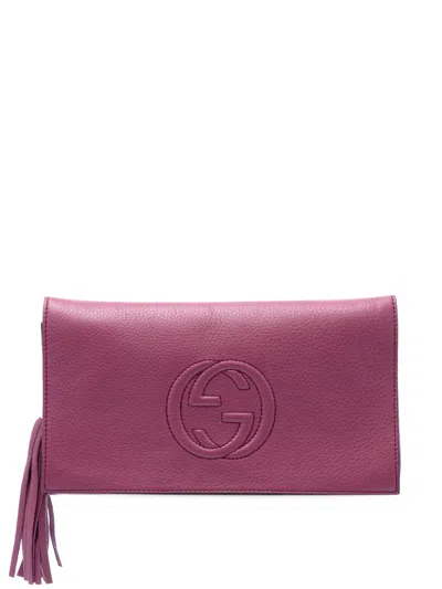 Pre-owned Gucci 2016-2026 Leather Soho Disco Clutch Bag In Pink