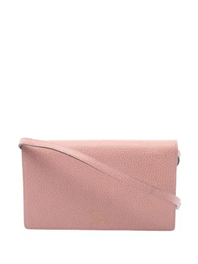 Pre-owned Gucci 2016-2026 Leather Swing Wallet On Chain Crossbody Bag In Pink
