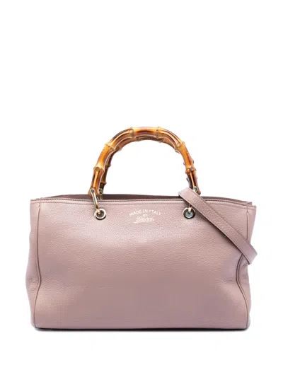 Pre-owned Gucci 2016-2026 Medium Calfskin Bamboo Shopper Satchel In Pink