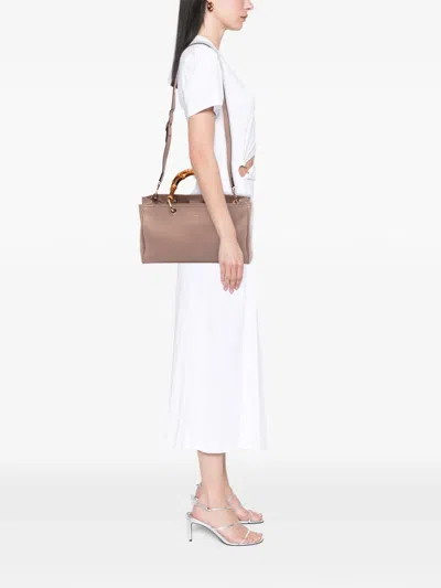 Pre-owned Gucci 2016-2026 Medium Calfskin Bamboo Shopper Satchel In Pink