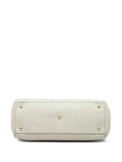 Pre-owned Gucci 2016-2026 Medium Calfskin Bamboo Shopper Satchel In White