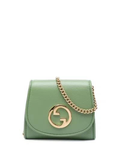 Pre-owned Gucci 2016-2026 Medium Calfskin Blondie Wallet On Chain Crossbody Bag In Green