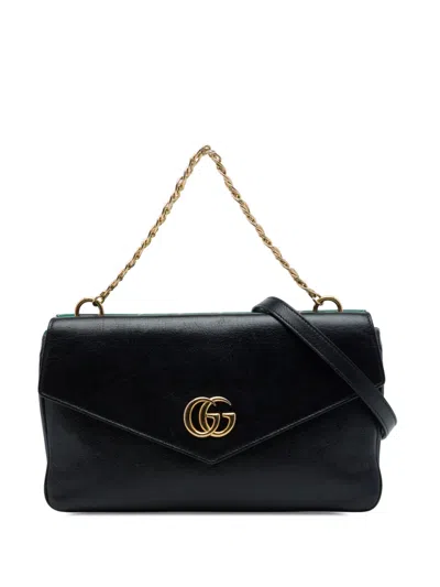 Pre-owned Gucci 2016-2026 Medium Calfskin Double Thiara Satchel In Black