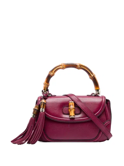 Pre-owned Gucci 2016-2026 Medium Calfskin New Bamboo Satchel In Red