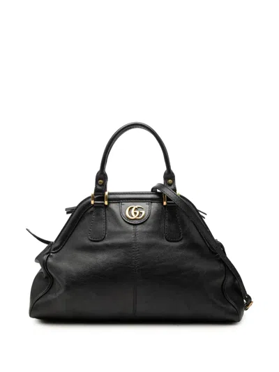 Pre-owned Gucci 2016-2026 Medium Calfskin Rebelle Satchel In Black