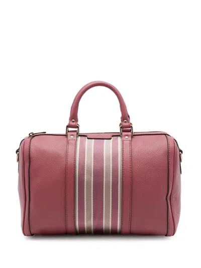 Pre-owned Gucci 2016-2026 Medium Calfskin Web Joy Boston Bag Satchel In Pink