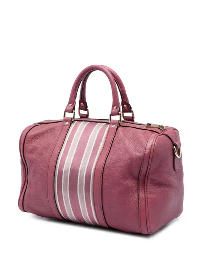 Pre-owned Gucci 2016-2026 Medium Calfskin Web Joy Boston Bag Satchel In Pink
