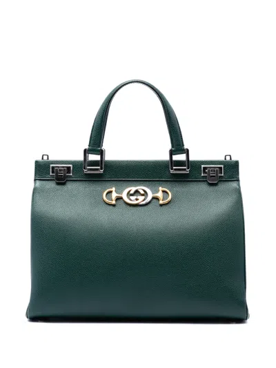 Pre-owned Gucci 2016-2026 Medium Calfskin Zumi Top Handle Bag Satchel In Green