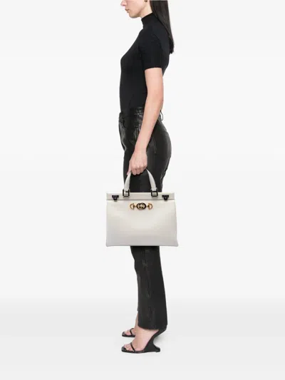 Pre-owned Gucci 2016-2026 Medium Calfskin Zumi Top Handle Bag Satchel In White