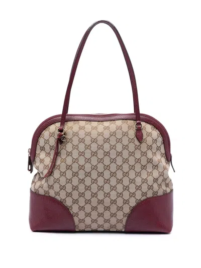 Pre-owned Gucci 2016-2026 Medium Gg Canvas Bree Dome Tote Bag In Neutral
