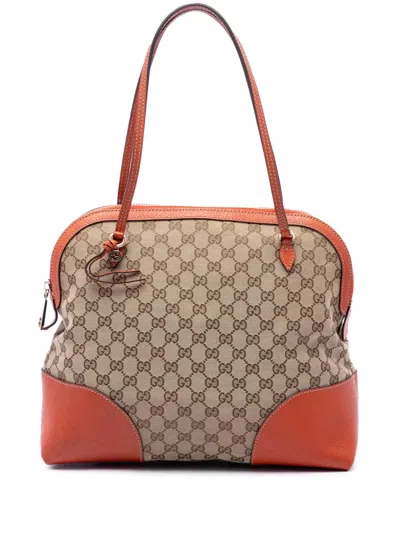 Pre-owned Gucci 2016-2026 Medium Gg Canvas Bree Dome Tote Bag In Orange