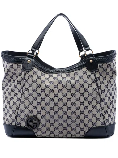 Pre-owned Gucci 2016-2026 Medium Gg Canvas Brick Lane Tote Bag In Neutral