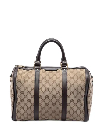 Pre-owned Gucci 2016-2026 Medium Gg Canvas Joy Boston Bag Satchel In Neutral