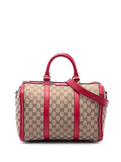 Pre-owned Gucci 2016-2026 Medium Gg Canvas Joy Boston Bag Satchel In Neutrals