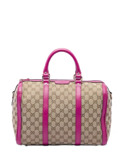 Pre-owned Gucci 2016-2026 Medium Gg Canvas Joy Boston Bag Satchel In Pink