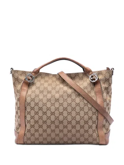 Pre-owned Gucci 2016-2026 Medium Gg Canvas Miss Gg Satchel In Neutral