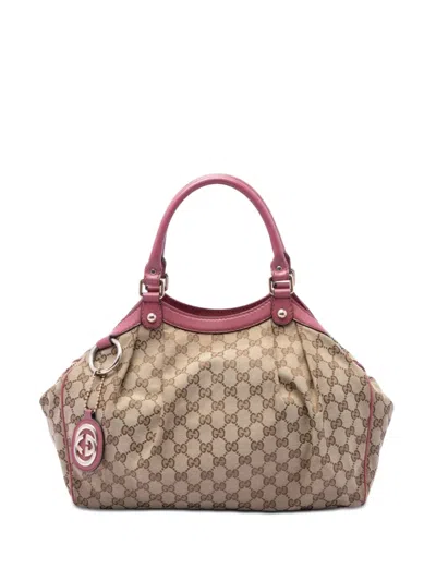 Pre-owned Gucci 2016-2026 Medium Gg Canvas Sukey Tote Bag In Neutrals