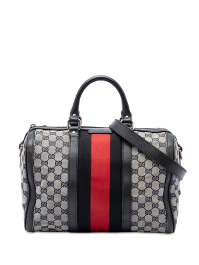 Pre-owned Gucci 2016-2026 Medium Gg Canvas Web Joy Boston Bag Satchel In Neutrals