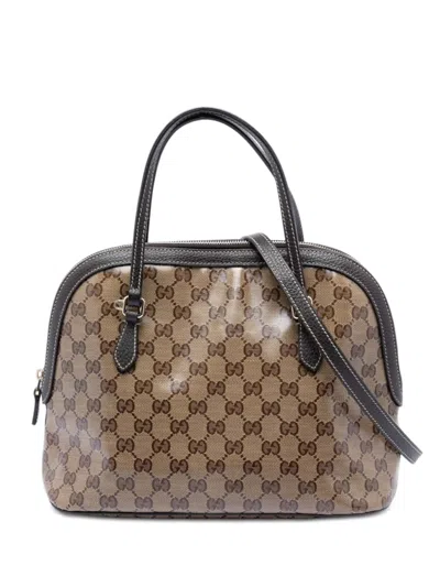 Pre-owned Gucci 2016-2026 Medium Gg Crystal Dome Satchel In Brown