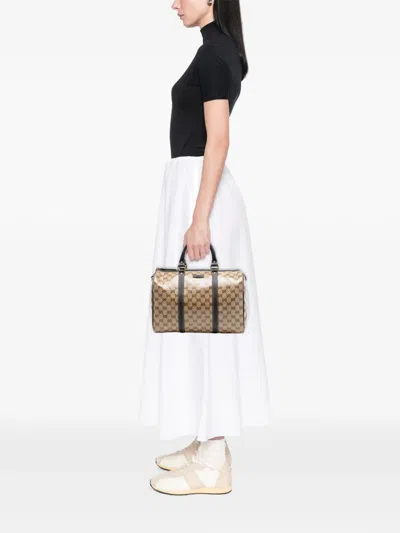 Pre-owned Gucci 2016-2026 Medium Gg Crystal Joy Boston Bag In Neutral