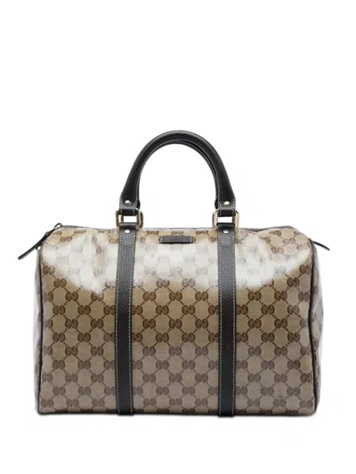 Pre-owned Gucci 2016-2026 Medium Gg Crystal Joy Boston Bag In Neutrals