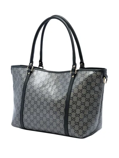 Pre-owned Gucci 2016-2026 Medium Gg Crystal Joy Tote Bag In Grey