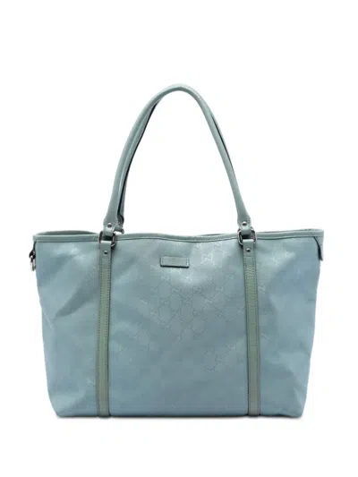 Pre-owned Gucci 2016-2026 Medium Gg Imprime Joy Tote Bag In Blue