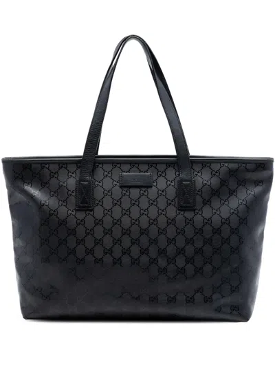 Pre-owned Gucci 2016-2026 Medium Gg Imprime Tote Bag In Black