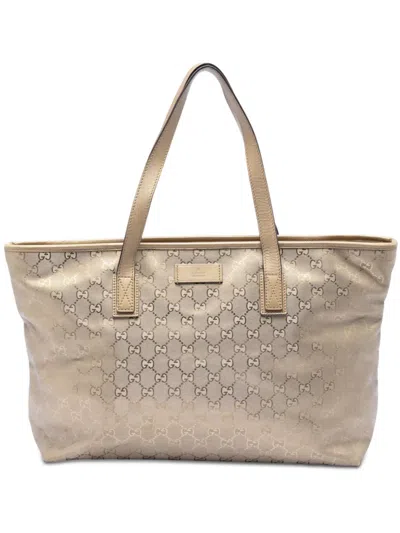 Pre-owned Gucci 2016-2026 Medium Gg Imprime Tote Bag In Gold