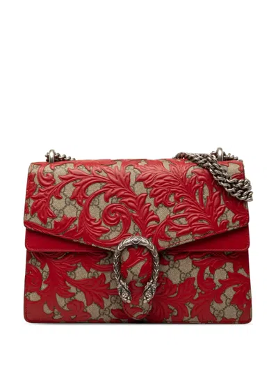 Pre-owned Gucci 2016-2026 Medium Gg Supreme Arabesque Dionysus Shoulder Bag In Red