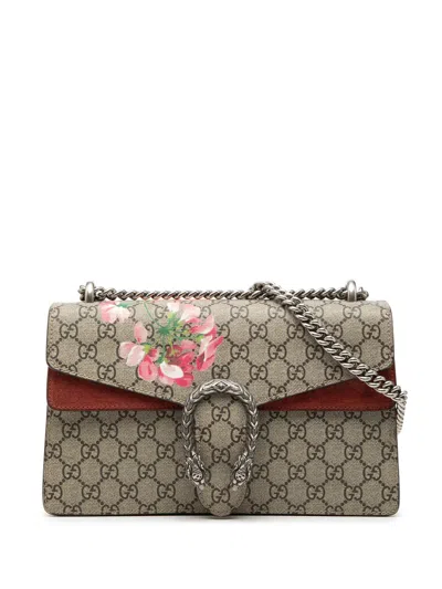 Pre-owned Gucci 2016-2026 Medium Gg Supreme Blooms Dionysus Shoulder Bag In Neutral