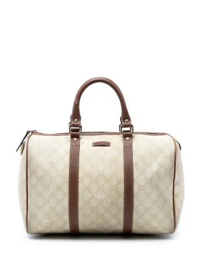 Pre-owned Gucci 2016-2026 Medium Gg Supreme Joy Boston Bag In White