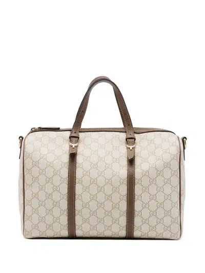 Pre-owned Gucci 2016-2026 Medium Gg Supreme Nice Boston Bag Satchel In Neutrals