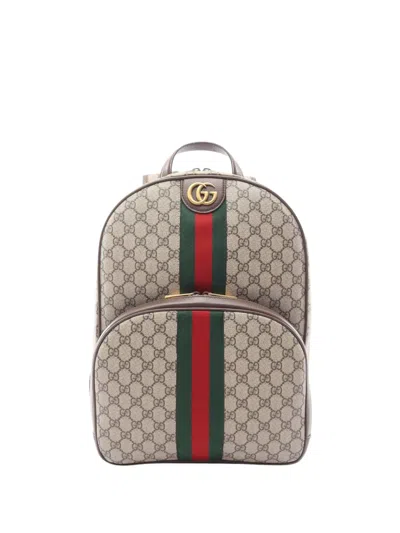 Pre-owned Gucci 2016-2026 Medium Gg Supreme Ophidia Backpack In Neutrals
